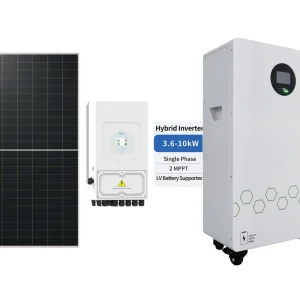 Kit fotovoltaic 6 kW cu baterie 16 kWh – componente pe fundal alb